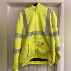 Carhartt Brite Lime Men's HiVis Thermal-Lined Full Zip Sweatshirt Size XL